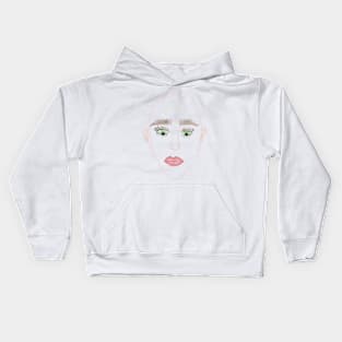 Abstract female head with blue eyes and pink lips Kids Hoodie